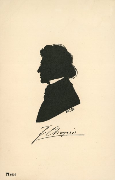 Silhouet van Frederic Chopin door European School